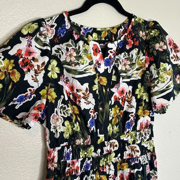 Anthropologie The Somerset Maxi Dress Sz. Small 100% Cotton NWT Black Floral - Picture 3 of 10